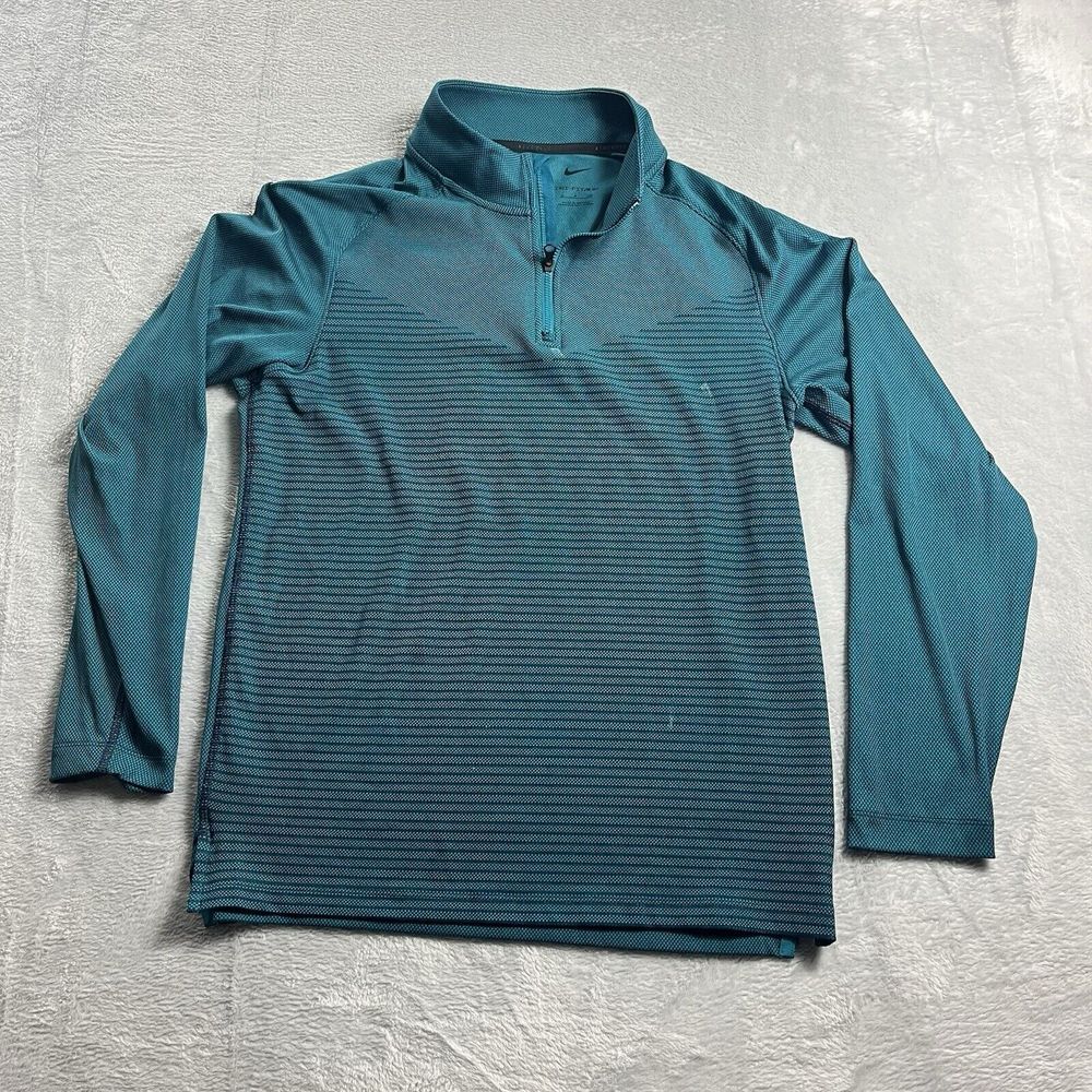 Nike Pullover Men Small Blue Green Dri Fit ADV Vapor Quarter Zip Golf Mock